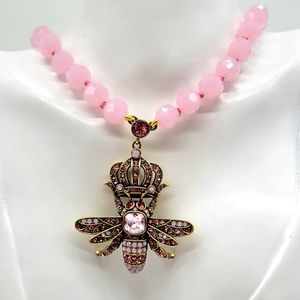 Heidi Daus Pink Tourmaline Swarovski Crystal Queen Bee Necklace